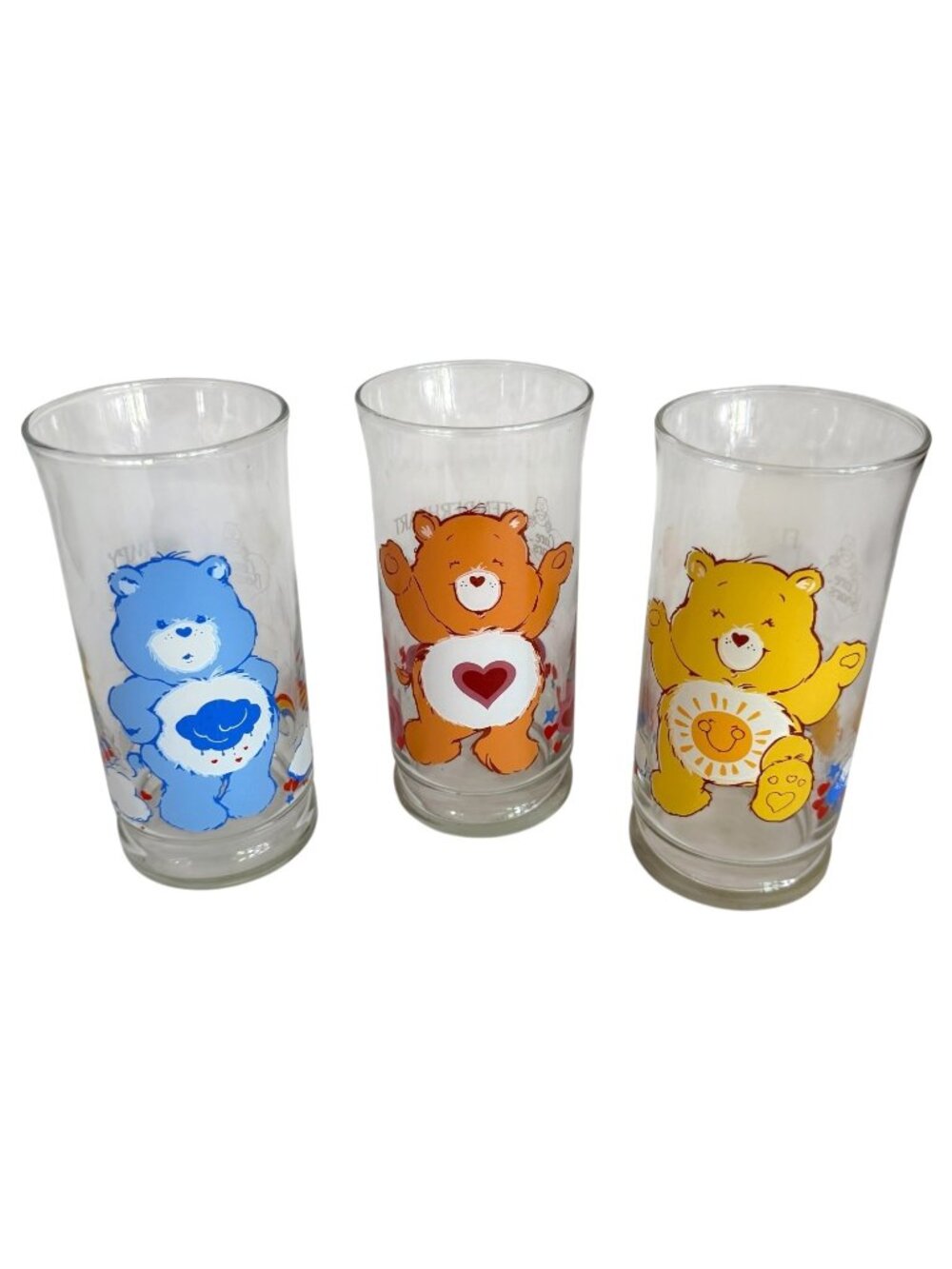 3‎ VTG 1983 Care Bears Drinking Glasses Pizza Hut Collector Series Funshine Set